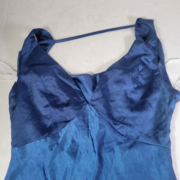 Lulus Navy Blue Satin Sleeveless Maxi Dress With Cowl Neckline Size S - Picture 8 of 8
